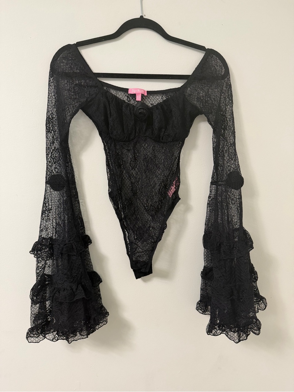 Sugarthrillz Black Lace Long-Sleeve Bodysuit - Intimates